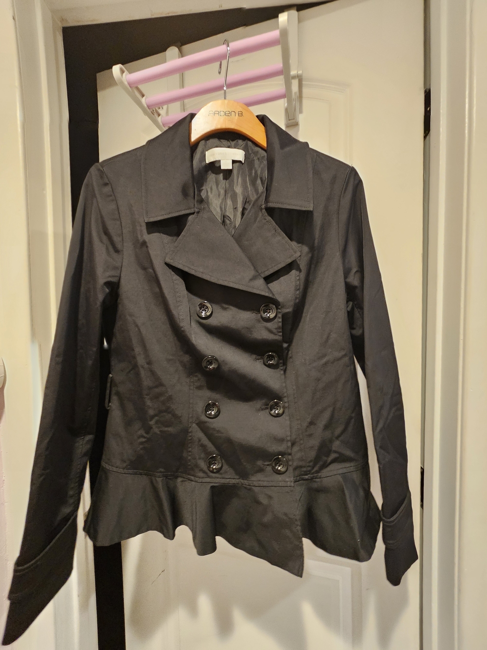 New York & Company Black Double-Breasted Peplum Jacket